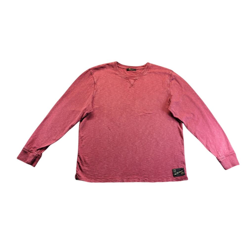 Frye and‎ Co. Mens Burgundy Long Sleeve Thermal Shirt Large Patch Logo Clean
